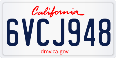 CA license plate 6VCJ948