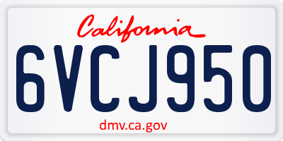CA license plate 6VCJ950
