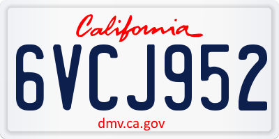 CA license plate 6VCJ952