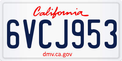 CA license plate 6VCJ953