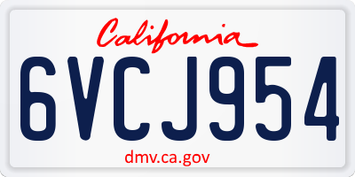 CA license plate 6VCJ954