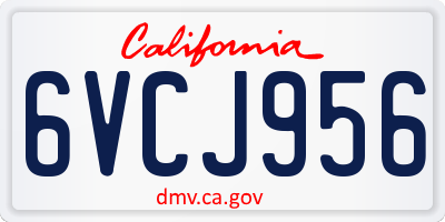 CA license plate 6VCJ956