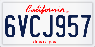 CA license plate 6VCJ957