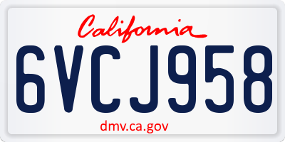 CA license plate 6VCJ958