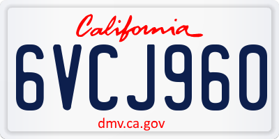 CA license plate 6VCJ960