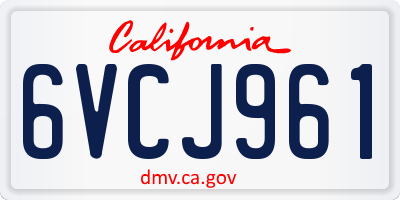 CA license plate 6VCJ961