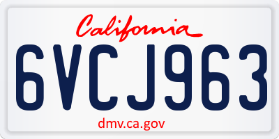 CA license plate 6VCJ963