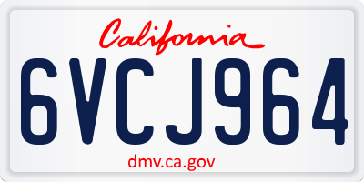 CA license plate 6VCJ964