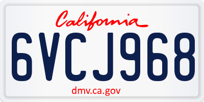 CA license plate 6VCJ968