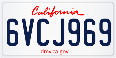 CA license plate 6VCJ969