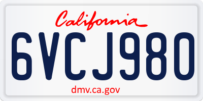 CA license plate 6VCJ980