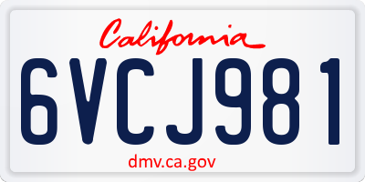 CA license plate 6VCJ981
