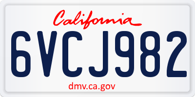 CA license plate 6VCJ982