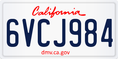 CA license plate 6VCJ984