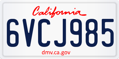 CA license plate 6VCJ985