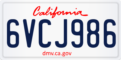 CA license plate 6VCJ986