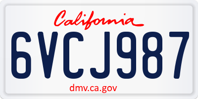 CA license plate 6VCJ987