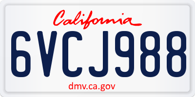 CA license plate 6VCJ988