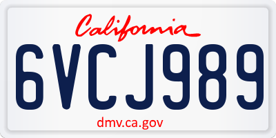 CA license plate 6VCJ989