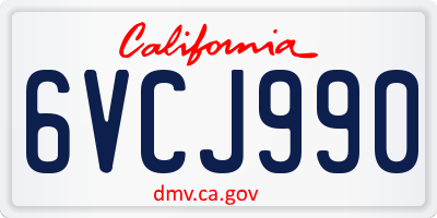 CA license plate 6VCJ990