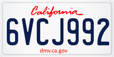 CA license plate 6VCJ992