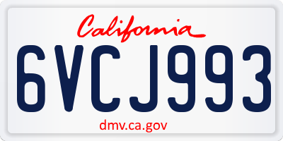 CA license plate 6VCJ993