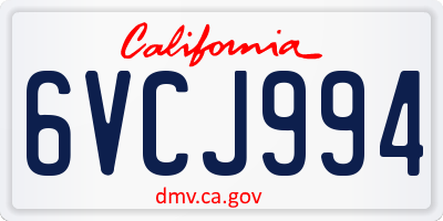 CA license plate 6VCJ994