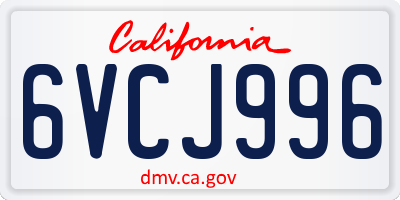 CA license plate 6VCJ996