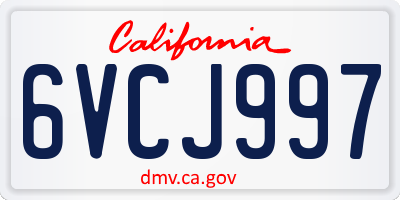 CA license plate 6VCJ997