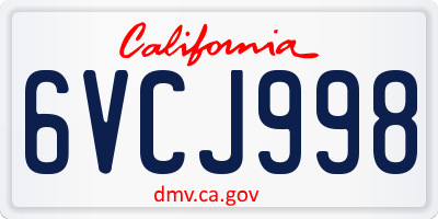 CA license plate 6VCJ998