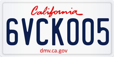 CA license plate 6VCK005