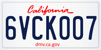 CA license plate 6VCK007