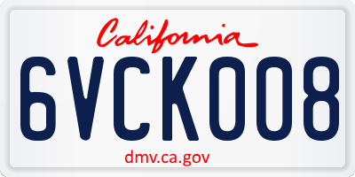 CA license plate 6VCK008