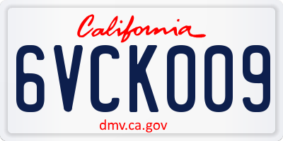 CA license plate 6VCK009