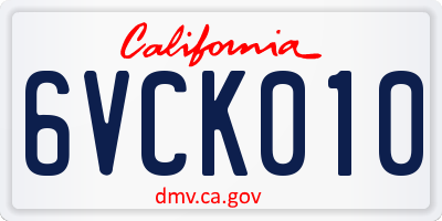 CA license plate 6VCK010