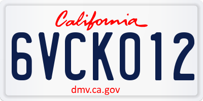 CA license plate 6VCK012