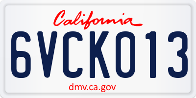 CA license plate 6VCK013