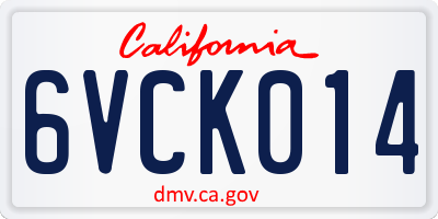 CA license plate 6VCK014