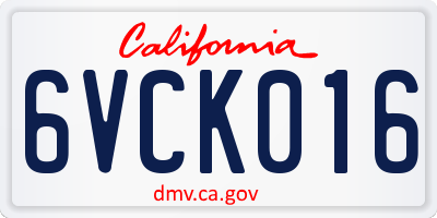 CA license plate 6VCK016