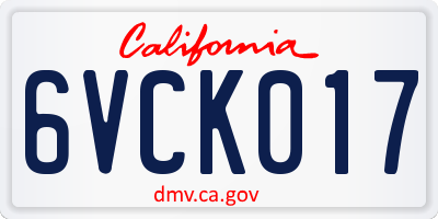 CA license plate 6VCK017
