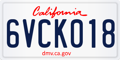CA license plate 6VCK018