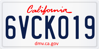 CA license plate 6VCK019