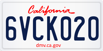 CA license plate 6VCK020