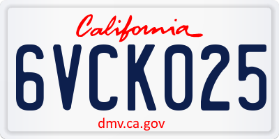 CA license plate 6VCK025