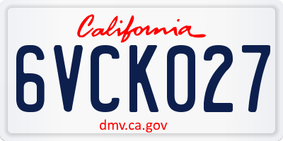 CA license plate 6VCK027