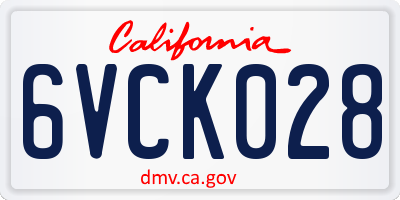 CA license plate 6VCK028