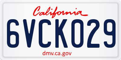 CA license plate 6VCK029