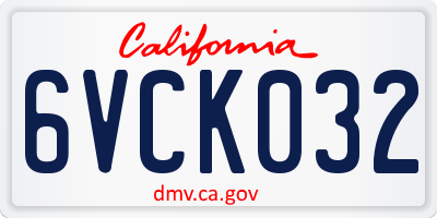 CA license plate 6VCK032