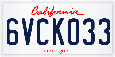 CA license plate 6VCK033