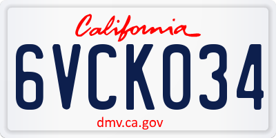 CA license plate 6VCK034